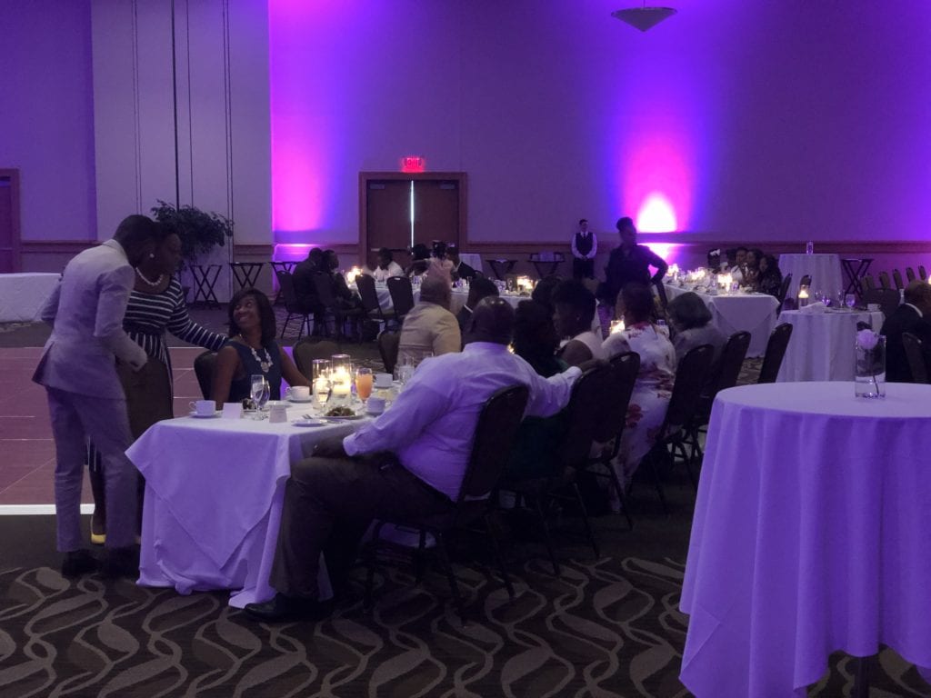 photo of sharpe wedding hosted by the cross insurance center in the ballroom