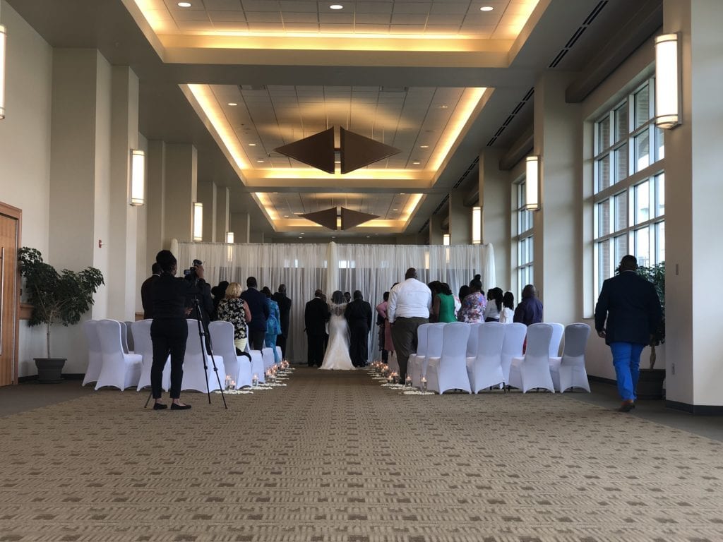 photo of wedding in cross insurance center ballroom